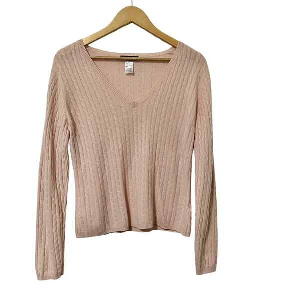 Esperanto Cable Knit 100% Cashmere Sweater Size S Pink Soft Girl Academia Preppy - Picture 1 of 4